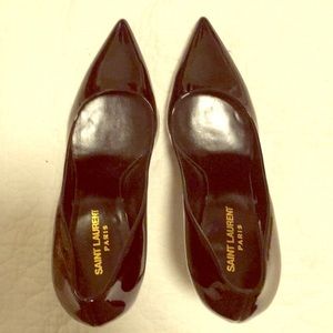 Saint Laurent Paris black patent stilettos